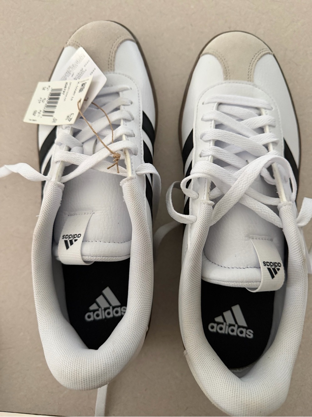 adidas White Black and Tan Sneakers